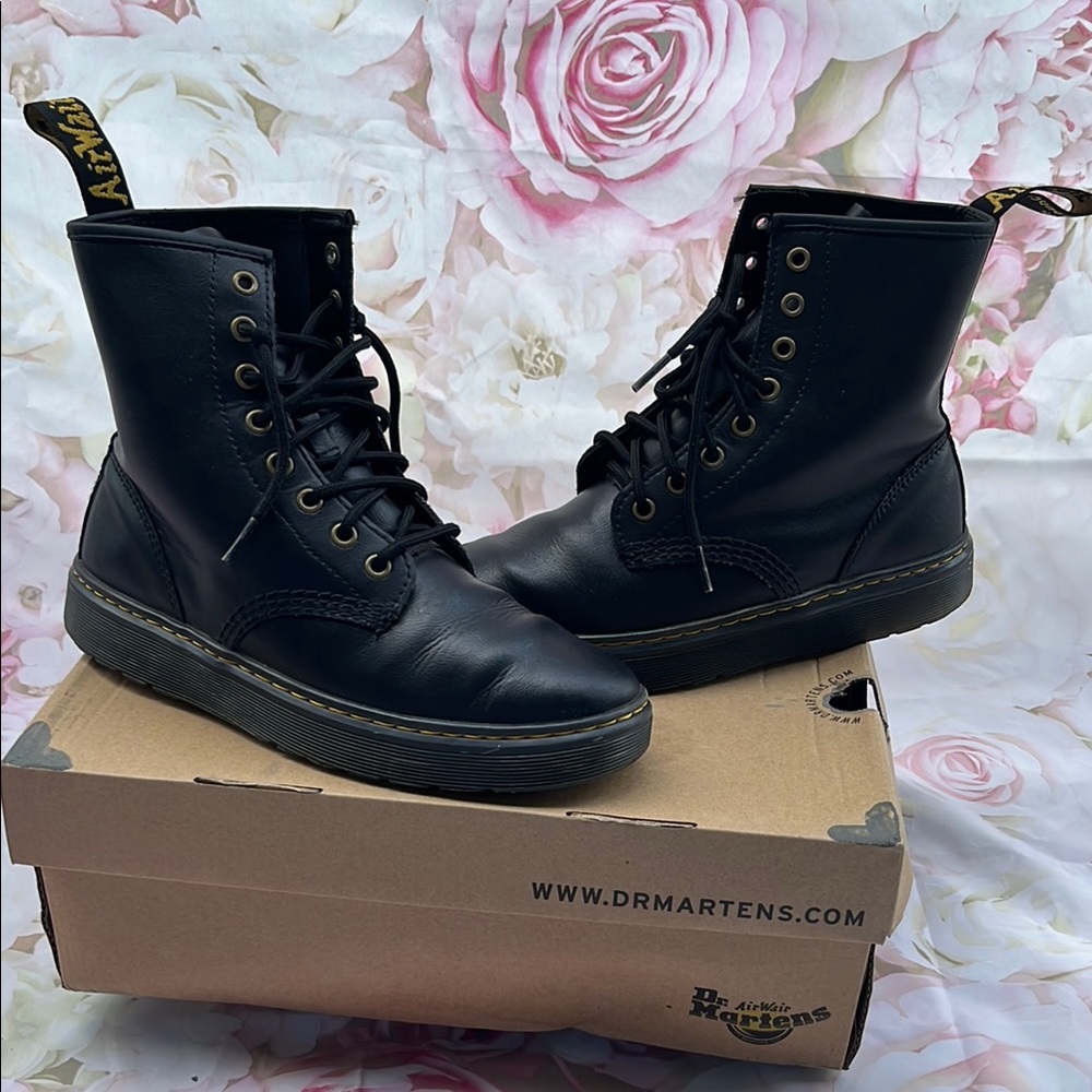 Dr. Martens Black Combat Boots Smooth Leather
